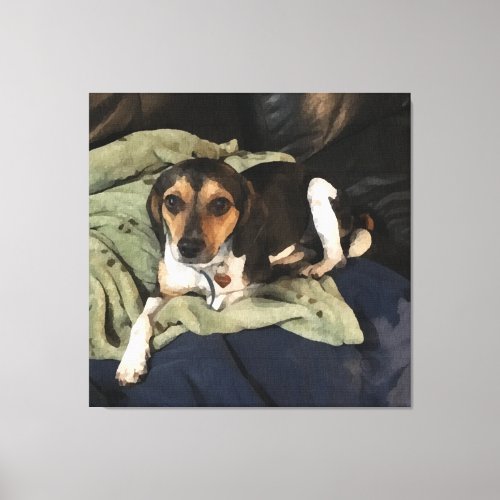 Beagle Mix Dog Low_Poly Digital Art Canvas Print