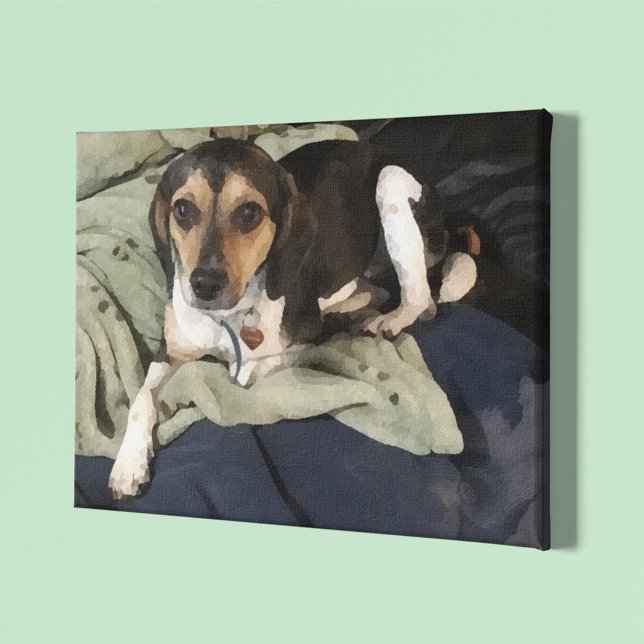 Beagle Mix Dog Low-Poly Digital Art Canvas Print (Creator Uploaded)