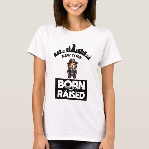 Beagle Mobster New York Born And Raised T_Shirt