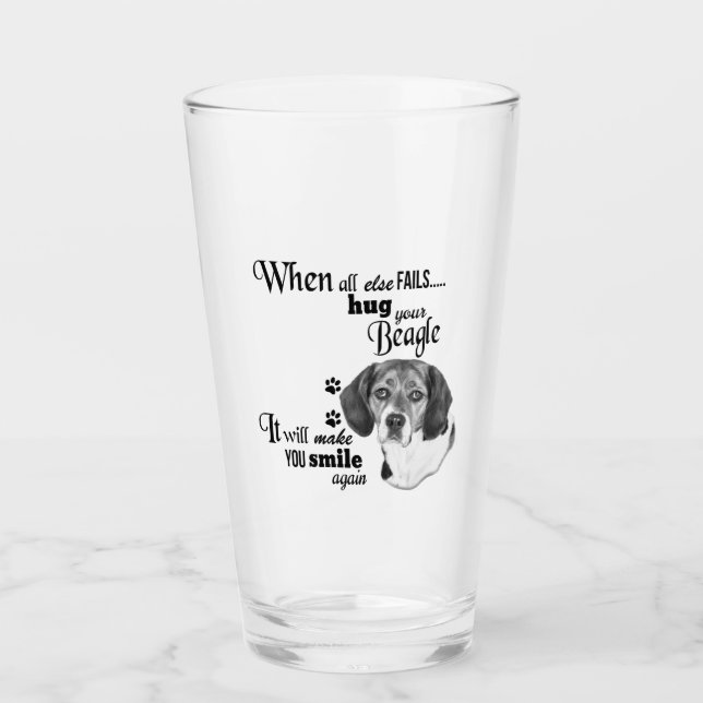 Beagle modern art cute dog breed slogan glass (Front)