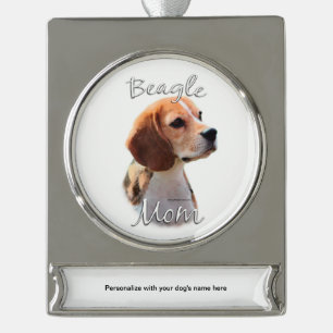 Beagle Mom 2 Silver Plated Banner Ornament