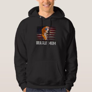 Beagle Mom American Beagle Dog Us Flag 4th Of July Hoodie