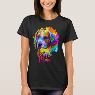 Beagle Mom Cute Colourful Dog Sunflower Mother's T-Shirt