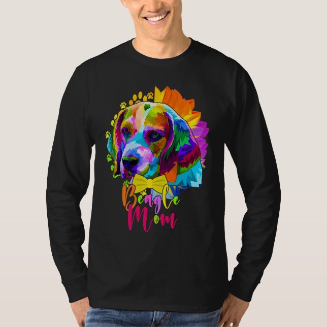 Beagle Mom Cute Colourful Dog Sunflower  Mother's  T-Shirt (Front)