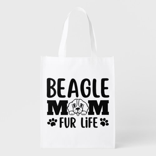 Beagle Mom Cute Dog Puppy Pet Lover  Grocery Bag