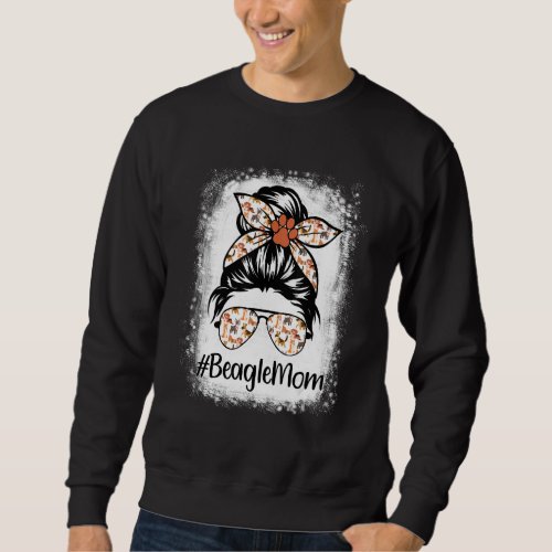 Beagle Mom Messy Bun Hair Dog Mama Pet Owner Mothe Sweatshirt