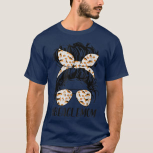 Beagle Mom Messy Bun Hair Dog Mama Pet Owner Mothe T-Shirt