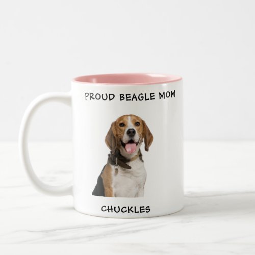 Beagle Mom Personalized Pet Photo Hot Chocolate Two_Tone Coffee Mug