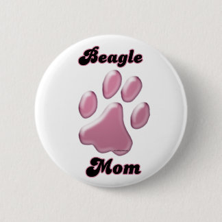 Beagle Mom Pink Pawprint - Button