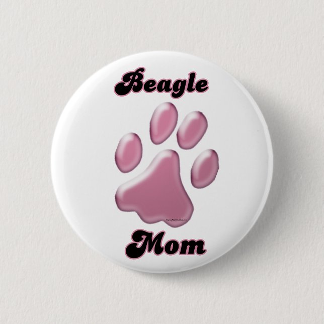 Beagle Mom Pink Pawprint  - Button (Front)
