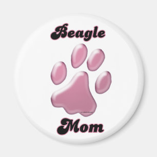 Beagle Mom Pink Pawprint - Magnet
