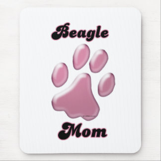 Beagle Mom Pink Pawprint  Mouse Pad