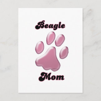 Beagle Mom Pink Pawprint Postcard