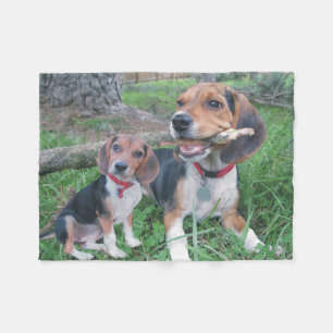 Beagle Mom & Pup Chew Time Fleece Blanket