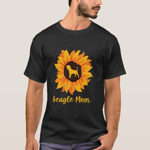 Beagle Mom Sunflower Pet  Dog Breed Dog  T_Shirt