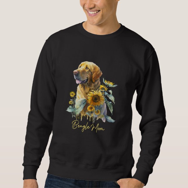 Beagle Mom Sunflower With Dog Paw Mother s Day Sweatshirt (Front)