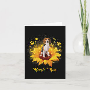 Beagle Mom Sunflower With Dog Paw Mother's Day Card