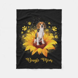 Beagle Mom Sunflower With Dog Paw Mother's Day  Fleece Blanket