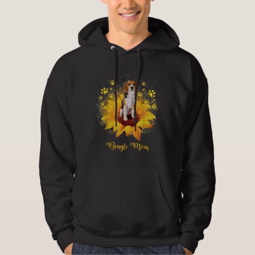 Beagle Mom Sunflower With Dog Paw Mothers Day  Hoodie