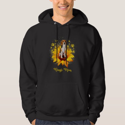 Beagle Mom Sunflower With Dog Paw Mothers Day Hoodie