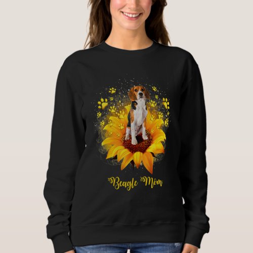Beagle Mom Sunflower With Dog Paw Mothers Day Sweatshirt