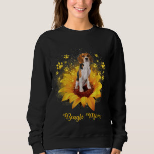 Beagle Mom Sunflower With Dog Paw Mother's Day Sweatshirt