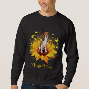 Beagle Mom Sunflower With Dog Paw Mother's Day Sweatshirt
