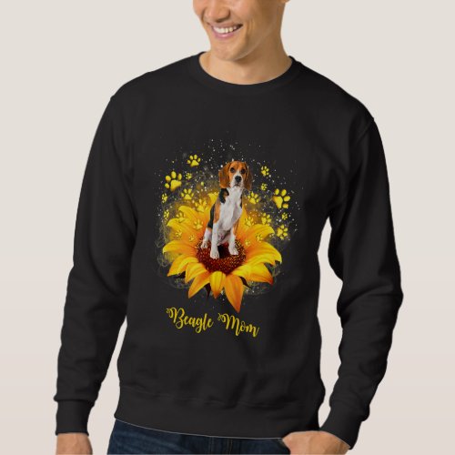 Beagle Mom Sunflower With Dog Paw Mothers Day Sweatshirt