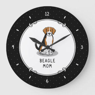 Beagle Mom (tri color 3) Dog Cute Dog Mom Large Clock