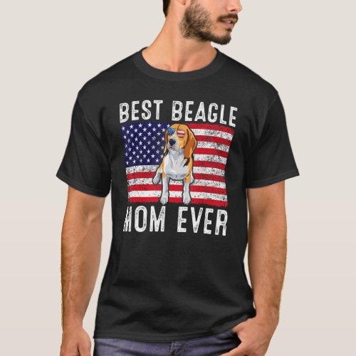Beagle Mom Usa American Flag Beagle Dog  Owner T_Shirt