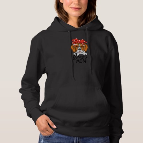 Beagle Mom With Bandanas And Sunglasses Dog Mom Mo Hoodie