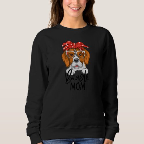 Beagle Mom With Bandanas And Sunglasses Dog Mom Mo Sweatshirt