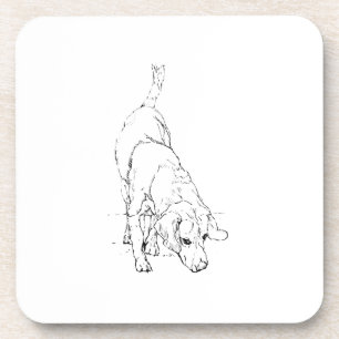 Beagle Mug – Hand Drawn Ink Dog Beverage Coaster