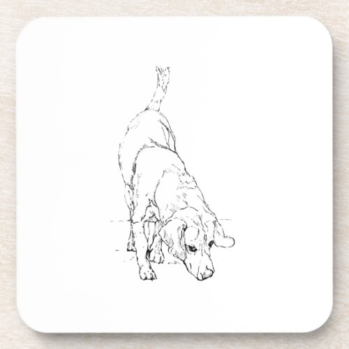 Beagle Mug – Hand Drawn Ink Dog Beverage Coaster