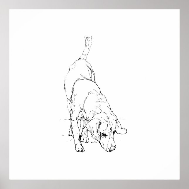 Beagle Mug – Hand Drawn Ink Dog  Poster (Front)