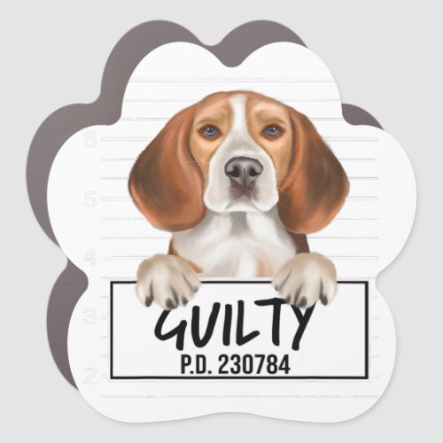 Beagle Mugshot Guilty Dog Car Magnet
