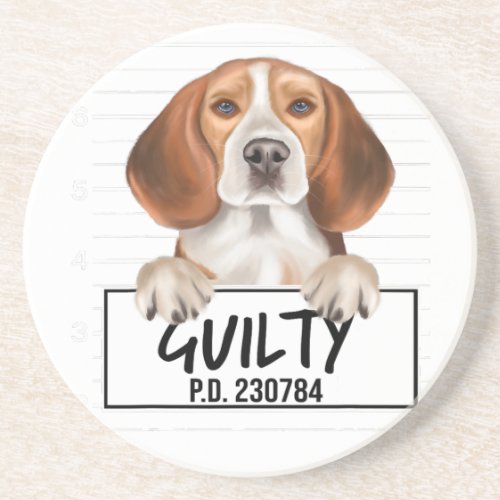 Beagle Mugshot Guilty Dog Coaster