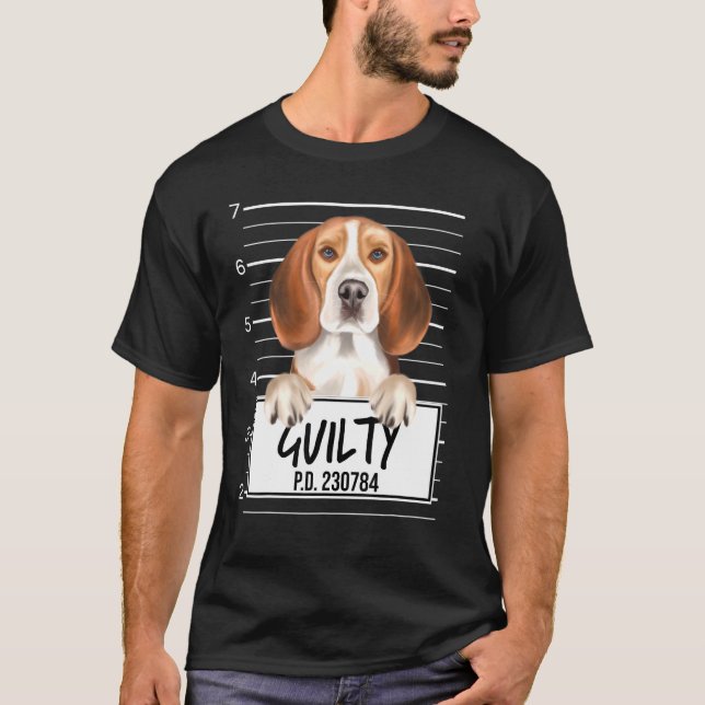Beagle Mugshot Guilty Dog T-Shirt (Front)
