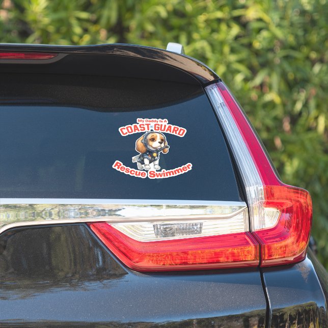 Beagle My Daddy Is A USCG Rescue Swimmer Sticker (Car Side)
