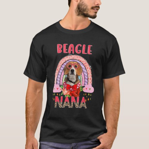 Beagle Nana Cute Rainbow Rainy Dog  Flowers Mother T_Shirt