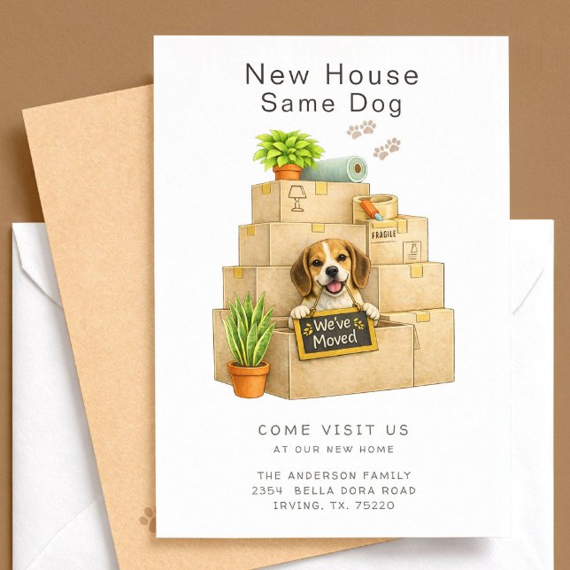Beagle New House Moving Announcement Card (Creator Uploaded)