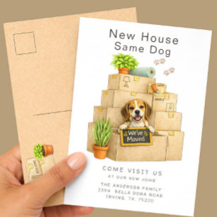 Beagle New House Moving Announcement Postcard