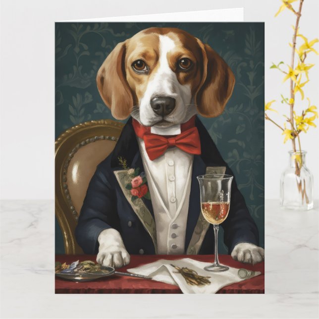 Beagle New Year Card (Yellow Flower)