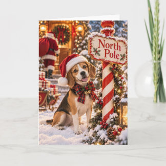 Beagle North Pole Christmas Card