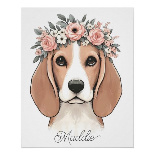 Beagle nursery poster with name
