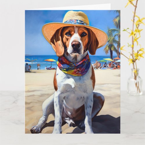 Beagle on Beach summer gift for dog lovers  Card