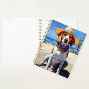 Beagle on Beach, summer gift for dog lovers  Planner
