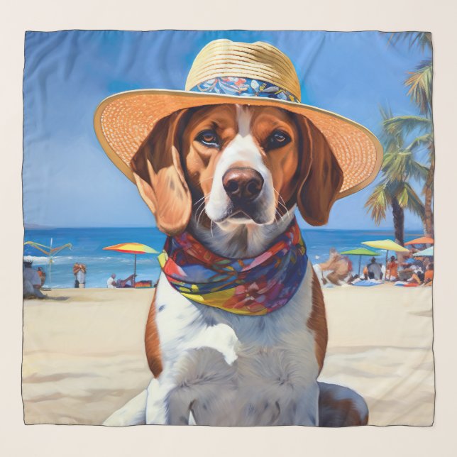 Beagle on Beach, summer gift for dog lovers  Scarf (Front)