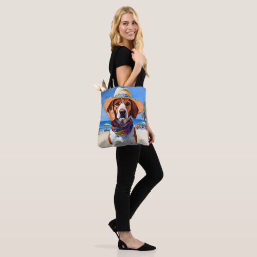 Beagle on Beach summer gift for dog lovers  Tote Bag