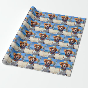 Beagle on Beach, summer gift for dog lovers Wrapping Paper